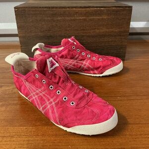 ASICS Onitsuka Tiger Women Pink Mexico 66 Slip On Shoe D5N6N Size 8.5